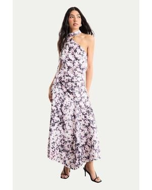Warehouse Scarf Tie Asymmetric Maxi Dress - Multicolor
