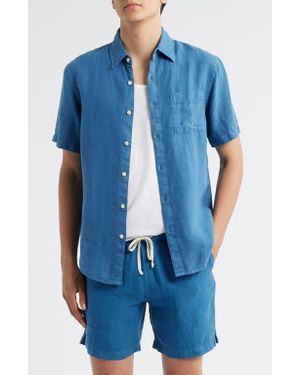 Alex Crane Ola Linen Short Sleeve Button-Up Shirt - Blue