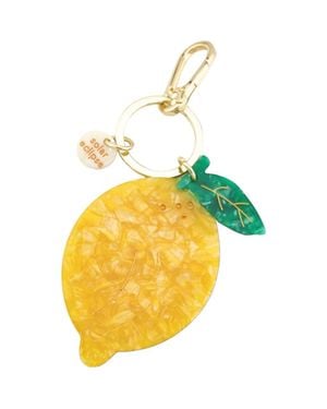 Solar Eclipse Hand Painted Lemon Key Chain Bag Charm - Yellow