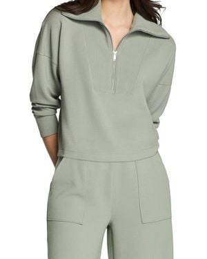 Spanx Airessentials French Rib Quarter Zip Pullover - Green