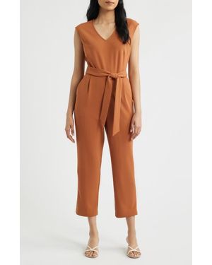 Anne Klein V-Neck Jumpsuit - Natural