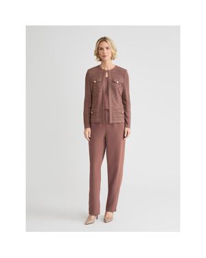 Misook Tailored Tonal Striped Knit Jacket - Brown