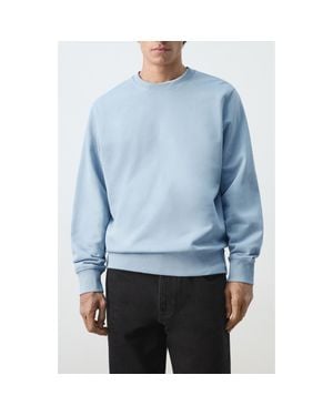 Mango Regular Fit Cotton Sweatshirt - Blue