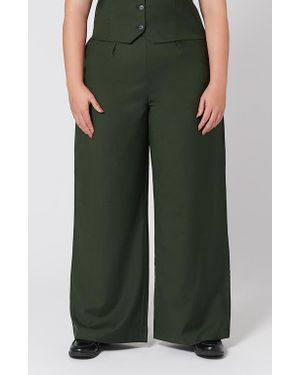 Aam The Label The Wool Wide Leg Pant For Full Hips And Thighs - Green