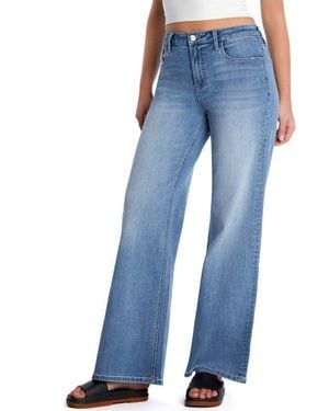 HINT OF BLU Myra Mid Rise Wide Leg Jeans - Blue