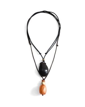 Mango Combined Double Pendant Necklace - Black