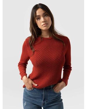 Saint + Sofia Honeycomb Rib Sweater - Red