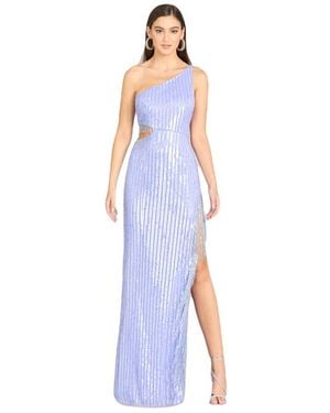LARA New York Wendy Beaded Fringe Gown - Blue