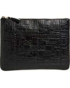 Comme des Garçons Embossed Logo Leather Pouch - Black