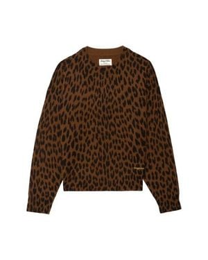 Zadig & Voltaire Soulo Leopard Print Wool & Cashmere Sweater - Brown