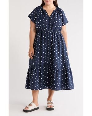 Caslon Flutter Sleeve Tiered Dress - Blue