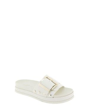 BCBGMAXAZRIA Bonas Buckle Slide Sandal - White