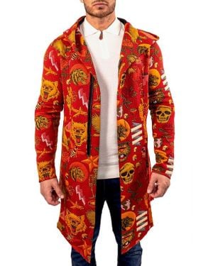 Maceoo Sportcoat Print Hooded Jacket - Red