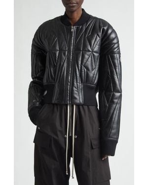 Moncler X Rick Owens Geocamo Leather Bomber Jacket - Black