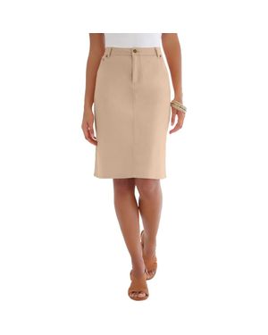 Jessica London True Fit Stretch Denim Short Skirt - Natural