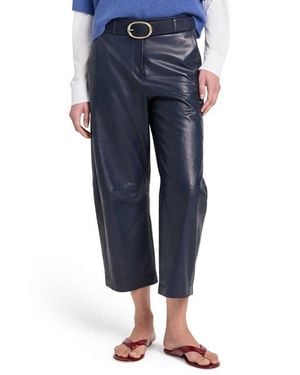 Twp Slouchy Boyfriend Crop Leather Pants - Blue