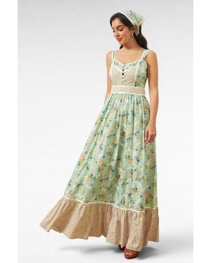 ModCloth Jenny Tiered Maxi Sundress, X Gunne Sax - Green