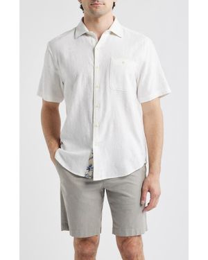 Tommy Bahama Breeze Island Short Sleeve Cotton Jacquard Button-Up Shirt - White