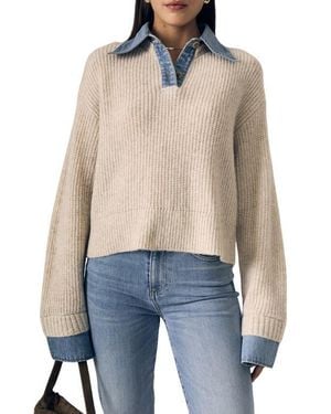 Le Jean Harvey Mixed Media Sweater - Blue