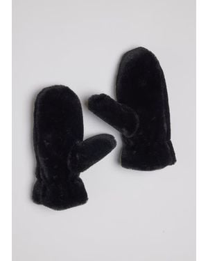 Hat Attack Faux Fur Mitten - Black