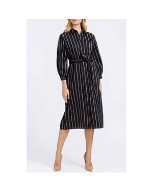 Foxcroft Esther Stripe Cotton Shirtdress - Black