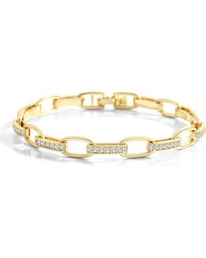 Mint & Lily Interlinked Cubic Zirconia Paperclip Bracelet - Metallic