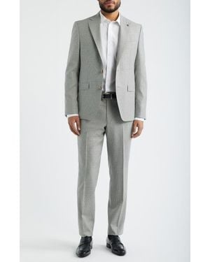 Jack Victor Esprit Contemporary Fit Micro Houndstooth Super 130S Wool Suit - Gray