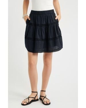 Treasure & Bond Lace Trim Cotton Miniskirt - Black