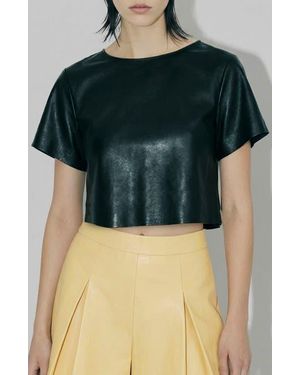 AS by DF Beck Upcycled Leather Tee - Gray