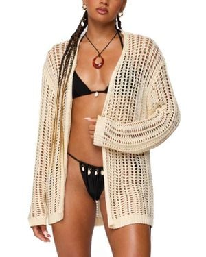 Edikted Darcee Oversize Open Stitch Cardigan - Brown