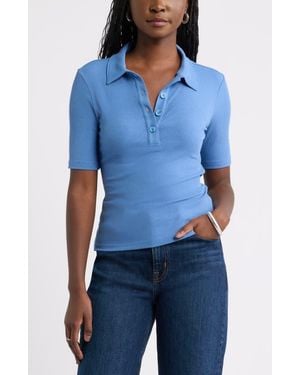 Caslon Ribbed Polo - Blue