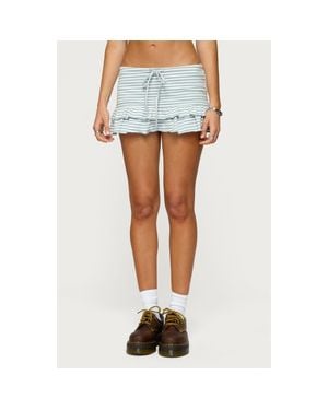 Edikted Avia Stripe Ruffle Drawstring Miniskort - Blue