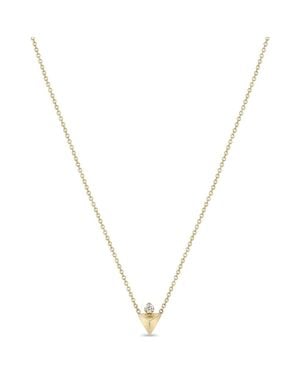Zoe Chicco 14K Diamond Pyramid Pendant Necklace - Metallic