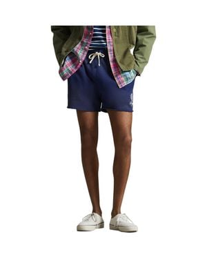 Polo Ralph Lauren Relaxed Fit Embroidered Fleece Shorts - Blue