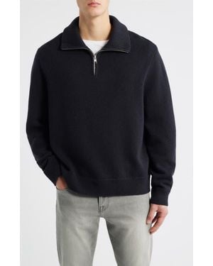 FRAME Half Zip Wool & Cotton Sweater - Black