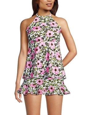 Lands' End Flutter High Neck Halter Tankini Top - Multicolor