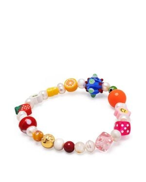 Nialaya Berry Pearl Assorted Beads Bracelet - Red