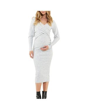 Ripe Maternity Heidi Nursing Knit Dress - White