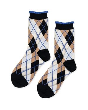 Hansel From Basel Argyle Crew Socks - Blue