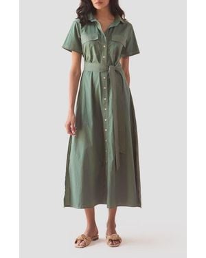 Omika Cotton Amira Shirt Dress - Green