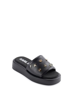 KARL LAGERFELD Opal Studs Platform Slide Sandal - Gray