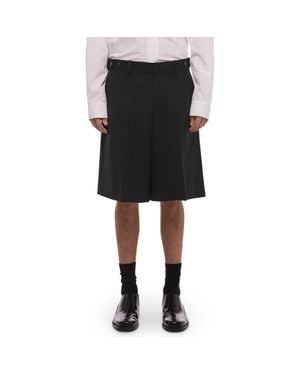 Helmut Lang Gab Pleated Wool Shorts - Black