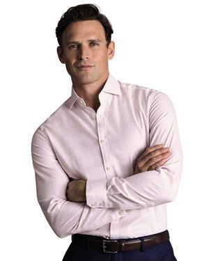 Charles Tyrwhitt Non-Iron Twill Stripe Shirt - Pink