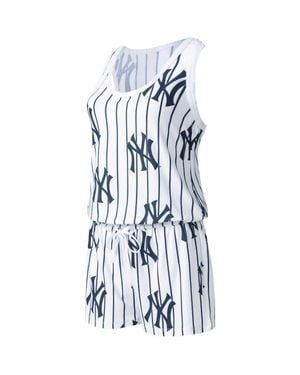 Concepts Sport New York Yankees Reel Pinstripe Knit Romper - Blue
