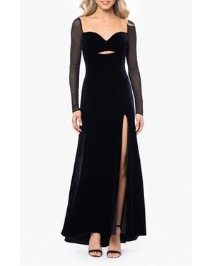 Blondie Nites Long Sleeve Velvet Dress - Black
