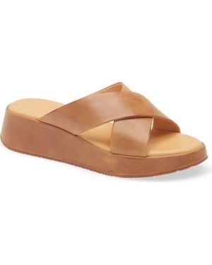 Chocolat Blu Criss Cross Platform Wedge - Brown