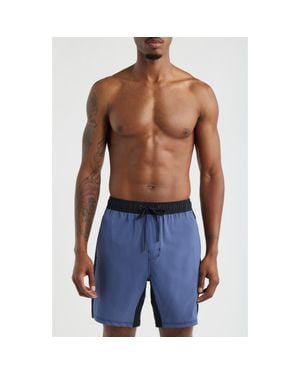 Saint Studio Tempo Wordmark Performance Drawstring Shorts - Blue