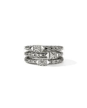 John Hardy Icon Stud Triple Row Ring - Metallic