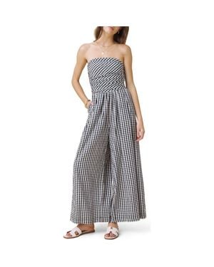 Splendid Gigi Gingham Strapless Jumpsuit - Gray