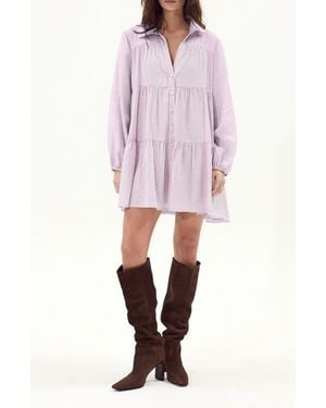DELUC Gomera Tiered Button-Up Babydoll Minidress - Pink